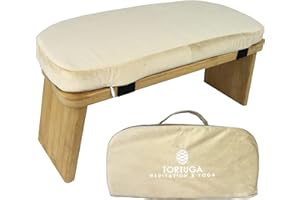 TORTUGA MEDITATION & YOGA Tortuga - Banc de méditation - 100% Bambou Biologique - 46x18x15cm - Crème - Pack Complet: Sac de Transport, Coussin Confortable - Tabouret de méditation Ergonomique Pliable - Améliore la Posture