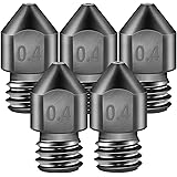 iMetrx 5PCS Hardened Steel Nozzles 0.4mm Hardened Steel MK8 Nozzle High Temperature Pointed Wear Resistant MK8 Nozzles 1.75mm