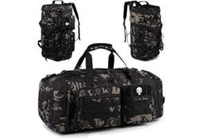 BUNNYCHIC Sac de Sport Tactique pour Homme 50L, Grand Sac 3 en 1 avec Compartiment à Chaussures et Poche Humide. Sac à Dos de Voyage résistant à l'eau, idéal pour Le Fitness, Les Voyages et Les Courts séjours