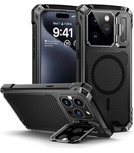 Lanhiem IPhone 15 Pro Cover With 2 Pieces Tempered Glass, Magnetic Ring - View #11