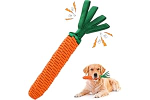 LIFLIX Dog Rope Toy, Tug of War Dog Toy, Cute Carrot Dog Toy with Crinkle Paper Tags, Carrot