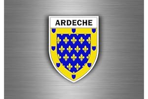 AKACHAFACTORY Self-Adhesive Sticker Motorcycle Car Coat of Arms City Ardeche region Flag Armoirie