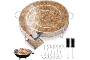 yotutun Générateur de Fumée Froide, Generateur Fumee Froide Rond en Acier Inoxydable avec Brosse et Crochet Fumage à Froid en Forme D'escargot Réutilisable BBQ Fumoir pour Barbecue et Fumoir