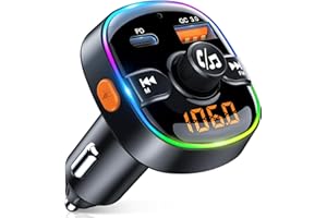 EOIWUY Transmisor FM Bluetooth 5.3, PD 36W & QC3.0 18W Manos Libres Cargador Coche, Adaptador Radio Bluetooth Reproductor MP3 Coche Inalámbrico, Soporte Tarjeta TF & Asistente de Voz