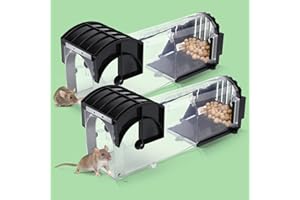 EGOFLYYA 2 Pack Humane Mouse Traps for Indoors & Outdoors, Easy to Use, No Touch Release, Improved Highly Sensitive, Effective Quick Rodent Catcher Comes with 2 Cleaning Brushs and Instruction Manual