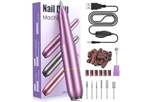 AJGVQ Electric Nail Files, Professional Nail Drill Machine, 20000RPM Adjustable Speed Manicure Pedicure Set with 6 Drill Bits, Low Vibration Low Noise Electric Nail Drill for Gel/Acrylic Nails for Beginner