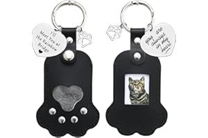 SHANDADDY 2er Set Pfotenabdruck-Schlüsselanhänger,Taschenanhänger,Haustier-Erinnerung,Foto und Haaraufbewahrungstasche,Handgefertigt aus Vollnarbenleder,Emotionales Gedenkgeschenk für Hunde,Katzen (schwarz)