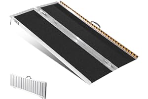 VEVOR Rampe pour Fauteuil Roulant, capacité 363 kg, Rampe de seuil Pliante portative en Aluminium antidérapant 152,4 cm pour Scooter, Personnes handicapés, marches, Maison, escaliers, Portes, Bordure