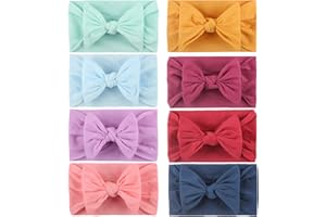 ZOCONE Fascia Capelli Neonata, 8 Pezzi Fiocchi Fascia Capelli Bambina Fasce per Capelli Neonata Fascia per Capelli Neonata, Cotone, Morbido, Adatto per 0-3 anni