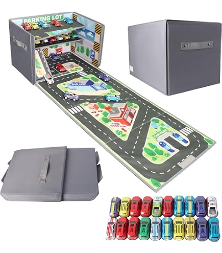 Garaje Y Rampa De Coches De Carreras – Juguete De Estacionamiento Con Pista, 25x45 Cm, Incluye Coche, Para Niños