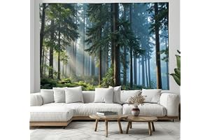 Woodland Gobeläng vägg hängande grönt landskap vägg gobeläng konst filt heminredning för sovrum vardagsrum sovsal 200 x 200 cm B-7252