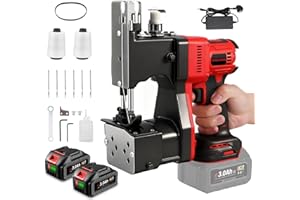 ONEVAN Cordless Bag Closer Closing Machine, Portable Brushless Sewing Bag Stitcher with 2 BundleThread, 0.2-6mm Sewing Thickness, Automatic Thread Cutting, 2 * 3.0Ah Battery for Sack/Woven/Paper