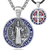 EUDORA 925 Sterling Silver Medal of St. Benedict/Saint Jude Thaddeo/Virgin Mary/Caravaca Cross/St Migue Christopher Antony Ar
