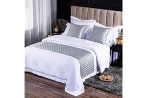 QRGMKL Neue einfarbige Bettläufer weiche, hautfreundliche Bettschals Hochpräzise geometrische Jacquard-Bettwäsche-Schutz-Tagesdecke für das Heimschlafzimmer Hotel-Grey C||240X50cm for 1.8m Bed