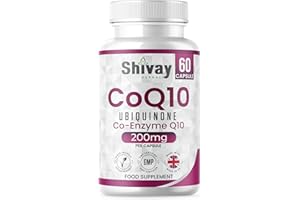 Co Enzyme Q10 200mg Per Capsule | Pure & Natural Ubiquinone | High Strength CoQ10 Vegan Capsules Supplement | Made in The UK | Shivay Herbals (60 Capsules)