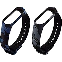 Rapidotzz Silicone Band Strap Compatible for Mi Band 3 and Mi Band 4 (Camouflage Blue and Camouflage Grey) - Pack of 2