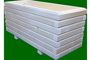 SchwibboLa Massiver Pflanzkasten 100x40x46cm (LxBxH) aus Holz 60x40mm unbehandelt, PK2020hh, 55555
