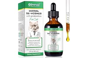 VOSIFSDIY 60ml Wurmkur für Katzen - Katzenwurmer-Tropfen - Kräuterentwurmer mit Probitika - Verbesserung der Verdauung, Immunitätsschub - Anti-Parasiten, Breitband-Hakenwürmer - Sicher, Effektiv