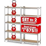 EASYmaxx 2x Scaffale in metallo per carichi pesanti 180x90x40 cm | Scaffale e banco da lavoro | Scaffalatura per cantine, sca