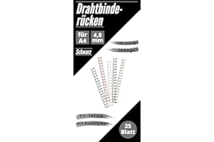 MK MARC KINDERMANN PREMIUM Drahtbinderücken, 100 Stück, DIN A4, schwarz, 34 Ringe, 3:1 Teilung (4,8 mm, 30 Blatt)