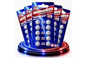 50 x Wilhelm AG13/147/LR44/SR44W/357/LR1154/V13GA wysokiej jakości baterie alkaliczne 1,5 V, blister
