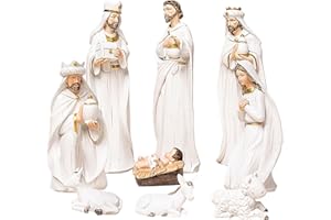 MURMAN Pesebre De Navidad Completo, 9 Piezas Figuras De Belén, Decoración Belén Navidad Con Figuras, Natividad Figuras Navidad De Resina, Jesús Figura Tradicional Nativity Set Para Decoración Interior
