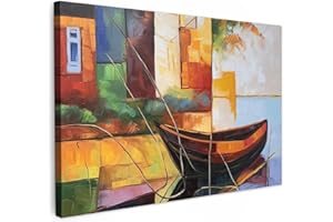 MuchoWow© Stampa su Tela 120x80 cm Canvas Quadri per il Soggiorno Quadro Camera da Letto Decorazioni Parete Astratto - Arte - Pittura - Colori