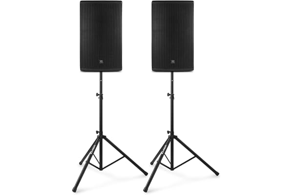 Power Dynamics PD415A Kit Sono DJ avec Pieds - 2800W, Amplificateur et Enceintes Haut de Gamme, Idéal pour Les Professionnels de l'Animation