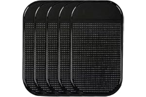 KINETICORE Car Dashboard Non Slip Mat, 5-Pack Anti-slide Sticky Extra-thick Dash Pad for Radar Detector, Cell Phone, Keys, Glass, Mirrors, Metal, GPS, Coins