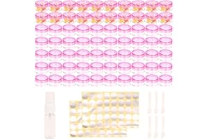 SGEHAI 70 pezzi 5 ML contenitori cosmetici vuoti +6 pezzi di raschietto + 1 pezzo di flacone spray + 80 pezzi di adesivi,vasetti plastica
