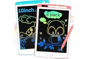Richgv 2 pièces 10 Pouces Ardoise Magique Enfant 2 Ans,Coloré Tablette Enfants 3 4 5 6 7 8 Ans,Tablette Magique Enfant Jouets pour Filles Garçons,Jeux Enfant,Tablette Dessin Enfant Cadeau Enfant