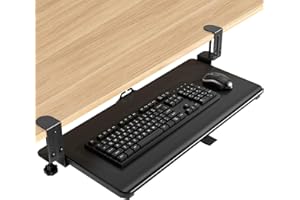5Rcom Półka na klawiaturę, akcesoria pod biurkiem, nadaje się do stołów o grubości 8-50 mm, stabilny stojak na klawiaturę 670 x 300 mm, czarny
