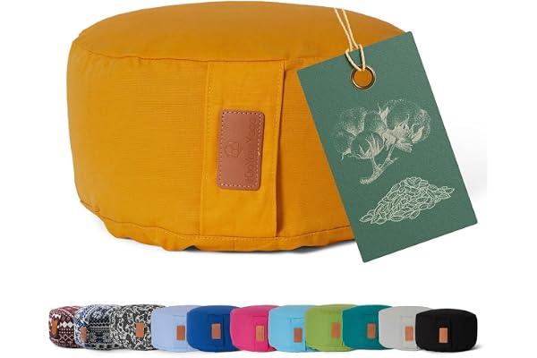 #DoYourYoga rund yogadyna 30 cm x 15 cm | tvättbart överdrag | fylld med ekologisk dinkelpäls (KBA) eller ekologiska boveteskålar (KBA)