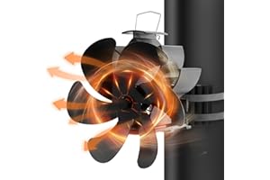 JUDAVRY Ofenventilator Ohne Strom, 6 Blatt Kaminventilator Wärmebetriebe, Heizungsventilator, Leiser Kamin Ventilator Kaminlüfter für Kaminofen/Kamin/Ofen/Holz/Ofenrohr