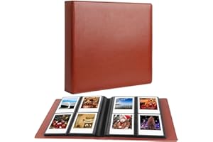 RUIBYTREE 192 Pockets Large Photo Album Book For Square Polaroid i-Type/600 Photos(88x107mm) and Instax Wide 400/300 Film(108x86mm) Pictures (Brown)