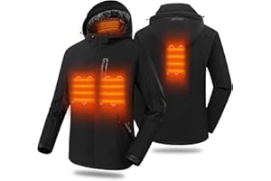 HEWINZE veste chauffante homme/femme avec batterie incluse-Blouson Softshell homme/femme hiver avec capuche pour L'hiver, la Chasse, L'extérieur, le Camping, Ski Équitation.