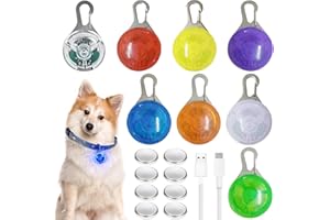 GOMETY 8 Stück Hund Blinklicht Leuchtanhänger, LED Reflektoren Kinder Bunte Haustier Sicherheitslicht Katzen Halsband mit 3 Leuchtmodi Wasserdicht Anhänger für Schulranzen Rucksack