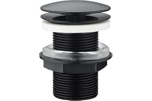 Edouard Rousseau Bonde de Lavabo à Ecoulement Libre, diam. 63 mm, certifié NF, sans Trop Plein, Standard, Finition Noire