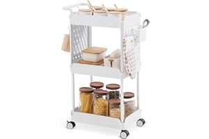 APEXCHASER Utility Cart with DIY Dual Pegboards,3-Tier Rolling Storage Cart Easy Assemble, Art Craft Trolley with Removable Baskets Hooks, Organizer Serving Cart for Office, Home, Kitchen, Kids' Room