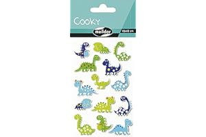Maildor CY006O - Un sachet de gommettes 3D Cooky 1 planche 7,5x12cm, Dinosaures (14 stickers)