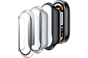 zZjoOoj Hülle mit Schutzfolie Kompatibel mit Xiaomi Smart Band 10 Displayschutz,Gesamt Schutzhülle, Eingebaut Gehärteter Glas Displayschutz Hohe Empfindlichkeit, 3 Stück (Silber/Schwarz/Transparent)