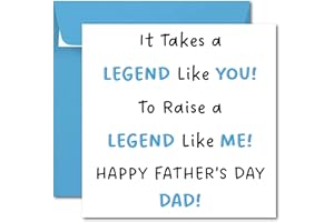 Printperfect FATHERS DAY CARD, Happy Father's Day Legend card, funny dad cards from son or daughter (BLUE Envelope)