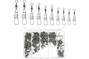 Xynovate 150 Stück Angel Wirbel Set, Angeln Kugellager Wirbel, Angeln Barrel Wirbel mit Kugellagerwirbel fur Salzwasser Wirbel, Angelzubehör Wirbel 5 Größe 7# 8# 10# 12# 14#