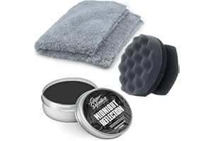 Black Car Wax Kit, Nano Technology Coating With Polymers, For Dark Paintwork Colours, Midnight Reflection Set - Pure Definition (50g + Hand Pad + Cloth)