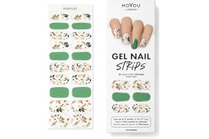 MOYOU LONDON Autocollants auto-adhésifs pour ongles en Gel Semi-durci, lampe UV/LED requise, 20 enveloppes de vernis à ongles en Gel, autocollants pour Nail Art - Blooming