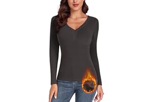 WOWENY débardeur Femme avec Dentelle Thermique sans Manches Hiver Chemise Thermique col en v Chaud Gilet Maillot de U14caraco,