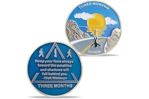 Imasoner 3 Month Sobriety Coin Alcoholics Anonymous Medallion 90 Days AA Chip Sober Anniversary Token Sobriety Gifts for Women Men in Recovery (1-12 Month)