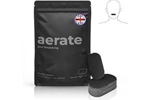 Aerate Mouth Tape for Sleeping - 31 Strips (Black) - Dermatologically Tested Snoring Aid for Men & Women, Improves Nasal Breathing, 95% Cotton, Rayon-Free, Strong Yet Gentle Medical-Grade Adhesion