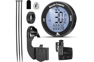 ZOKBOM Bike Computer Wireless, IPX67 Waterproof Cycling Computer with 24 Functions,Multifunctional Bike Speedometer Odometer with Large Backlight LCD Display for Tracking Distance Speed Time