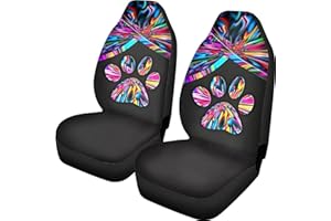 Xoenoiee Colorful Gradient Dog Paw Print Car Seat Cover Universal Fit 2 PCS Car Front Seat Cover Car Seat Protector for Truck SUV VAN